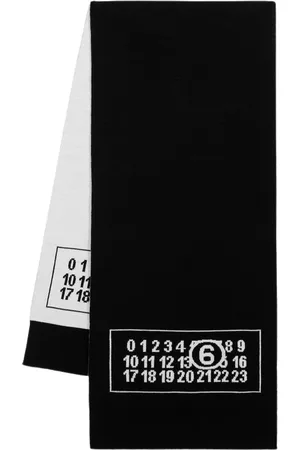 Maison Margiela Akcesoria, unisex, Czarny, ONE SIZE, Nylon, Wełniany szalik z żakardowym wzorem