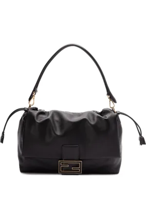 Fendi Torebki, Kobieta, Czarny, ONE SIZE, Zamsz, Czarna Torba na Ramię z Zapięciem na Sznurek
