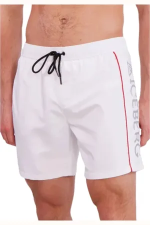 Iceberg Stroje kąpielowe, Mężczyzna, Biały, M, Męskie Kostiumy Kąpielowe Bicolor Logo