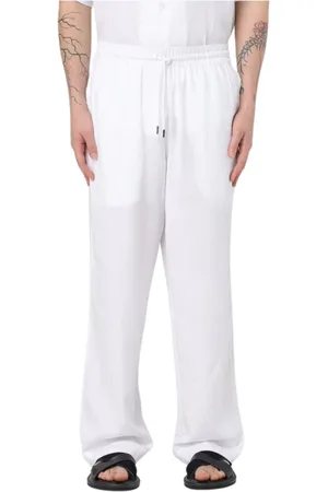 Emporio Armani Spodnie, Mężczyzna, Biały, XL, Len, Białe spodnie kąpielowe dla mężczyzn