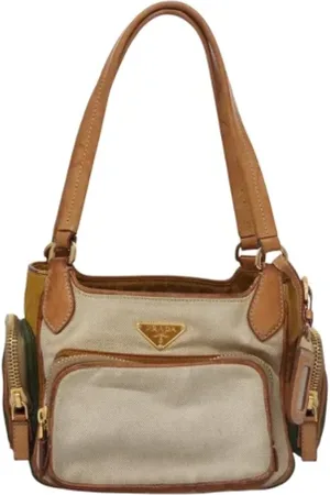 Prada Pre-owned, Kobieta, Beżowy, ONE SIZE, Skóra, Pre-owned Canvas handbags