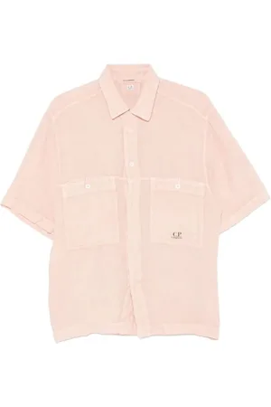 C.P. Company Koszule, Mężczyzna, Różowy, L, Casual koszula z krótkim rękawem