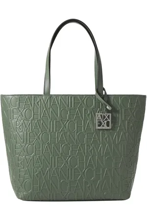 Armani Exchange Torebki, Kobieta, Zielony, ONE SIZE, Zielona Torebka z Miękkiej Skóry Syntetycznej z Złotymi Szczegółami