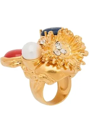 Marni Akcesoria, Kobieta, Wielobarwność, S, Kolorowy Resin Pearl Statement Ring