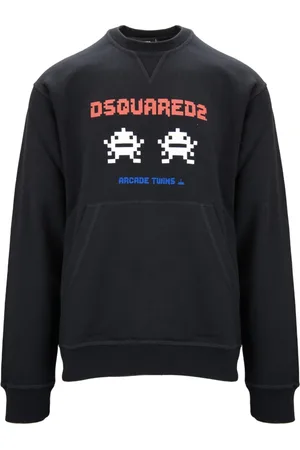 Dsquared2 Bluzy, Mężczyzna, Czarny, S, Męski Sweter z Nadrukiem w Kontraście