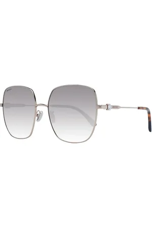 Jimmy Choo Akcesoria, Kobieta, Żółty, ONE SIZE, Złote Okulary Przeciwsłoneczne Damskie Kwadratowe Gradient Brązowe
