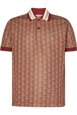 Lacoste Koszulki, Mężczyzna, brązowy, 2XL, Brązowy Polo z Paskowanym Kołnierzem