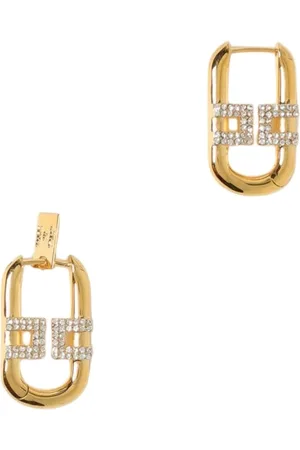 Elisabetta Franchi Akcesoria, Kobieta, Żółty, ONE SIZE, Kryształowe Kolczyki Hoop