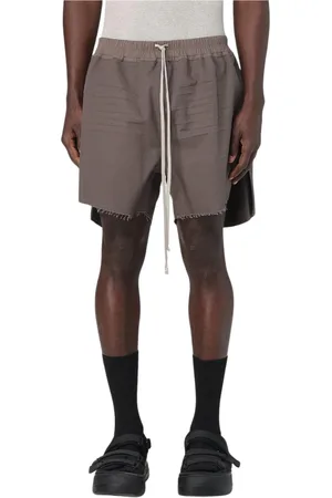 Rick Owens Szorty, Mężczyzna, Szary, L, Czarne szorty z wiązaniem i surowym brzegiem