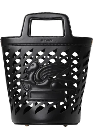 Etro Torebki, Kobieta, Czarny, ONE SIZE, Dziurkowana skórzana torba wiaderko