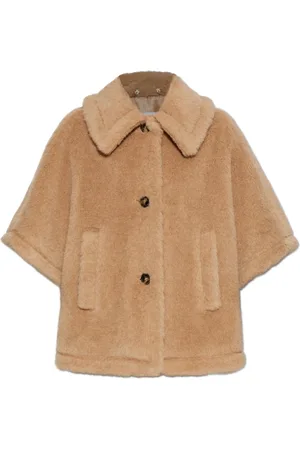 Max Mara Kurtki, Kobieta, Beżowy, S, Wełna, Futrzane Poncho Tenebre