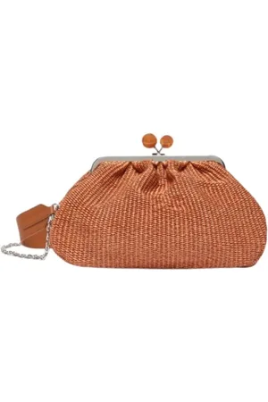 Max Mara Torebki, Kobieta, brązowy, ONE SIZE, Bawełna, Torba Pasticcino z Rafii Średnia w Kolorze Coccio