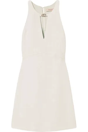 Twin-Set Sukienki, Kobieta, Beżowy, S, Ivory Sukienka z Metalicznym Detalem T
