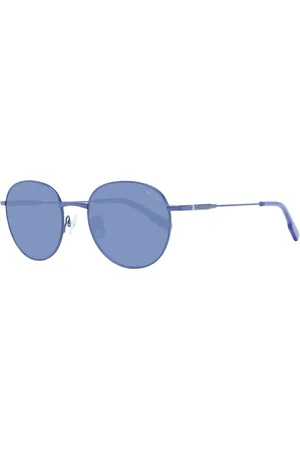 Hackett Akcesoria, unisex, Niebieski, ONE SIZE, Niebieskie Okulary Przeciwsłoneczne Mężczyźni Okrągła Metalowa Ramka