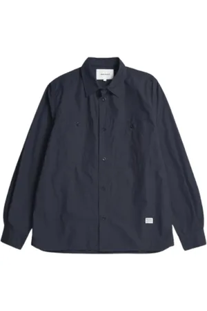 Norse projects Koszule, Mężczyzna, Niebieski, M, Niebieska Bawełniana Koszula z Kieszeniami