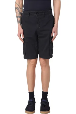 Stone Island Szorty, Mężczyzna, Niebieski, W36, Oliwkowe Szorty Cargo z Kieszeniami