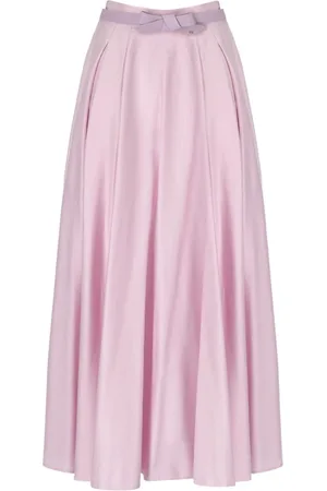Elisabetta Franchi Spódnice, Kobieta, Różowy, M, Bawełna, Różowy Pasek z Kokardą