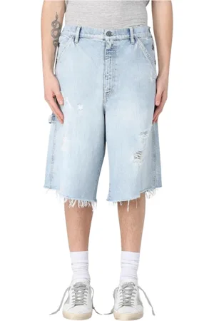 Golden Goose Szorty, Mężczyzna, Niebieski, W32, Denim, Zniszczone szorty dżinsowe