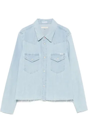 Mother Bluzki, Kobieta, Niebieski, L, Denim, Westernowa Koszula Crop