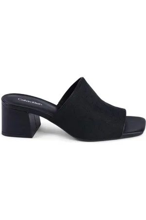 Calvin Klein Buty, Kobieta, Czarny, 36 EU, Eko-Czarne Sandały na Ramiączkach