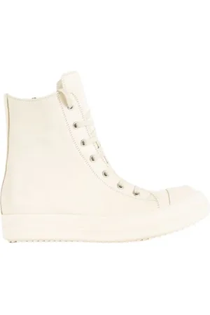 Rick Owens Buty, Kobieta, Biały, 37 EU, Wysokie sneakersy w kolorze mlecznym z podeszwą z zębami rekina