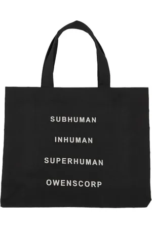 Rick Owens Torebki, unisex, Czarny, ONE SIZE, Czarna torba plażowa z przodem haftu