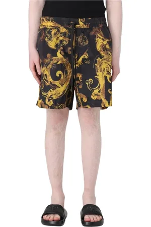 VERSACE Szorty, Mężczyzna, Czarny, XS, Kąpielówki z barokowym nadrukiem
