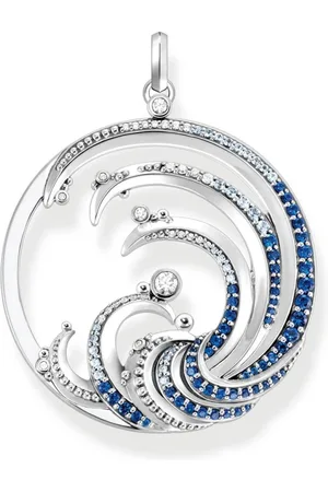 Thomas Sabo Akcesoria, Kobieta, Szary, ONE SIZE, Wisiorek Fala z niebieskimi kamieniami srebrny, niebieski Pe 930-644-1