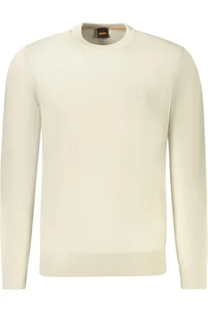 HUGO BOSS Swetry, Mężczyzna, Beżowy, S, Kaszmir, Beżowy Sweter Z Dzianiny Bawełnianej Mężczyźni Casual