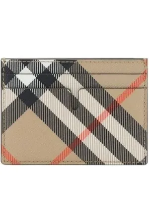 Burberry Akcesoria, Mężczyzna, Beżowy, ONE SIZE, Check Card Holder Leather Wallet