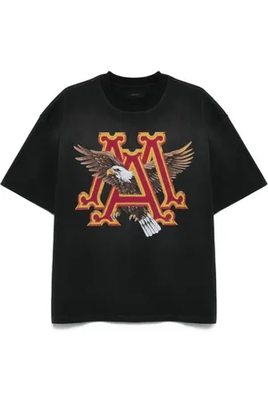 AMIRI Koszulki, Mężczyzna, Czarny, 2XL, Czarna Koszulka z Nadrukiem na Plecach