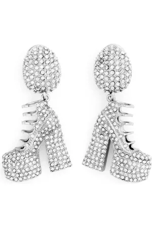 Marc Jacobs Akcesoria, Kobieta, Szary, ONE SIZE, Pavé Kiki Boot Kolczyki Srebro Kryształ