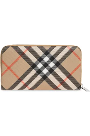Burberry Akcesoria, Mężczyzna, Beżowy, ONE SIZE, Bawełna, Portfel w kratę