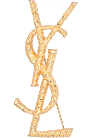 Saint Laurent Akcesoria, Kobieta, Żółty, ONE SIZE, Złoty Metalowy Broszka Tygrys Wyprodukowany we Włoszech
