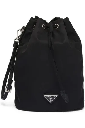 Prada Torebki, Kobieta, Czarny, ONE SIZE, Nylon, Nylonowa i Skórzana Torba z Sznurkiem