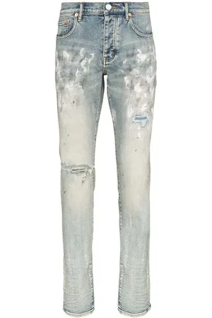 Purple Brand Jeansy, Mężczyzna, Niebieski, W38, Białe pomalowane jeansy slim fit