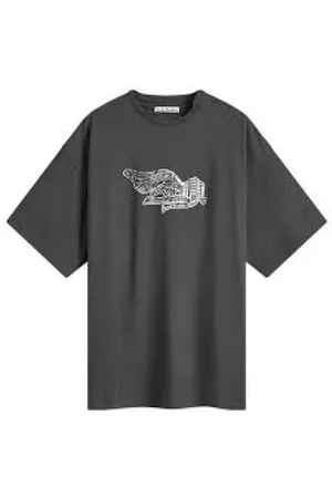 Acne Studios Koszulki, Mężczyzna, Czarny, XL, Luźny Bawełniany T-shirt w Różnych Kolorach