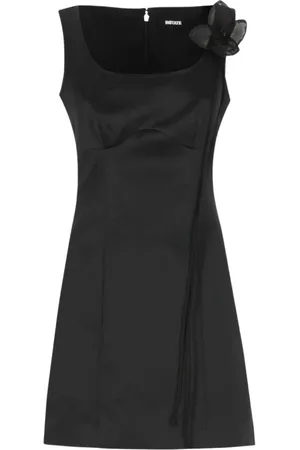 ROTATE Sukienki, Kobieta, Czarny, M, Czarna Elegancka Sukienka Midi z Plisowanym Detailem