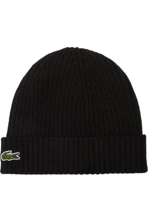 Lacoste Akcesoria, unisex, Czarny, ONE SIZE, Wełna, Klasyczna Wełniana Czapka