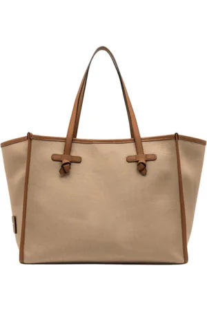 Gianni chiarini Torebki, Kobieta, brązowy, ONE SIZE, Torba na zakupy z płótna i skóry Ss 25
