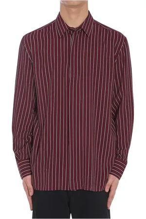 Saint Laurent Koszule, Mężczyzna, Czerwony, L, Bordowy Koszula z Guzikami
