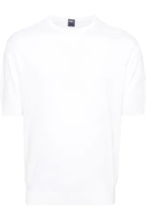 FEDELI Koszulki, Mężczyzna, Biały, S, Biała Bawełniana Dzianinowa T-shirt z Okrągłym Dekoltem
