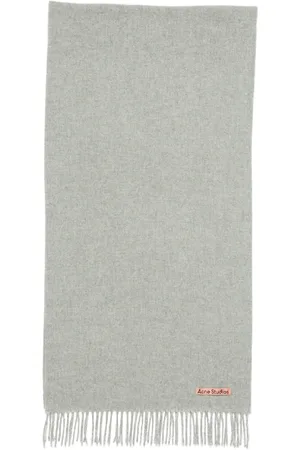 Acne Studios Akcesoria, unisex, Szary, ONE SIZE, Wełna, Szary Wełniany Szal z Frędzlami