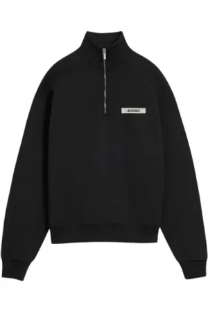 Jacquemus Bluzy, Mężczyzna, Czarny, S, Czarny Bawełniany Sweter Gros Grain