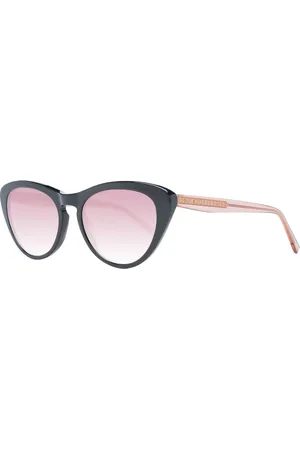 Ted Baker Akcesoria, Kobieta, Czarny, ONE SIZE, Czarne Okulary Przeciwsłoneczne Cat Eye z Różowymi Szkłami Gradientowymi