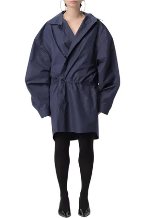 Balenciaga Sukienki, Kobieta, Niebieski, S, Len, Niebieska Sukienka Koszulowa