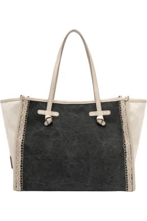 Gianni chiarini Torebki, Kobieta, Czarny, ONE SIZE, Minimalistyczna torba z płótna z rączkami ze skóry