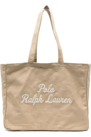Ralph Lauren Torebki, Kobieta, Beżowy, ONE SIZE, Beżowa Torba Torebka z Bawełny z Haftem