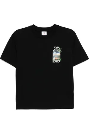 Casablanca Koszulki, Kobieta, Czarny, S, LA Nights Crewneck T-Shirt Czarny