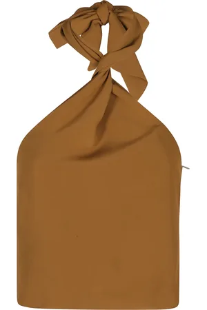 FEDERICA TOSI Koszulki, Kobieta, brązowy, S, Amber Crepe de Chine Twist Top